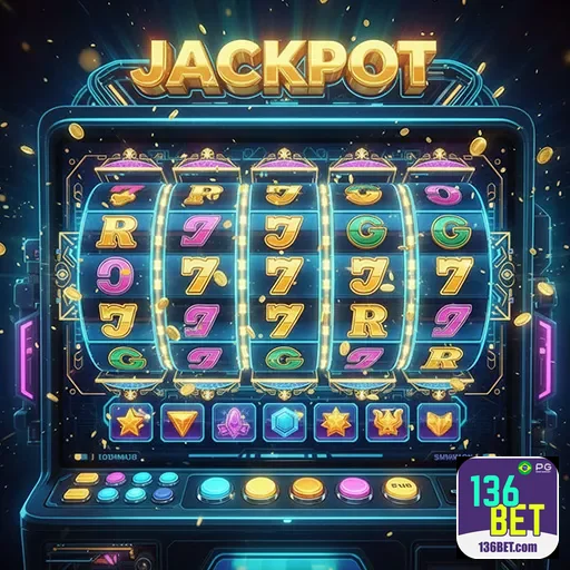 Imagem de máquina de slots no site 136bet, diversão e apostas online.